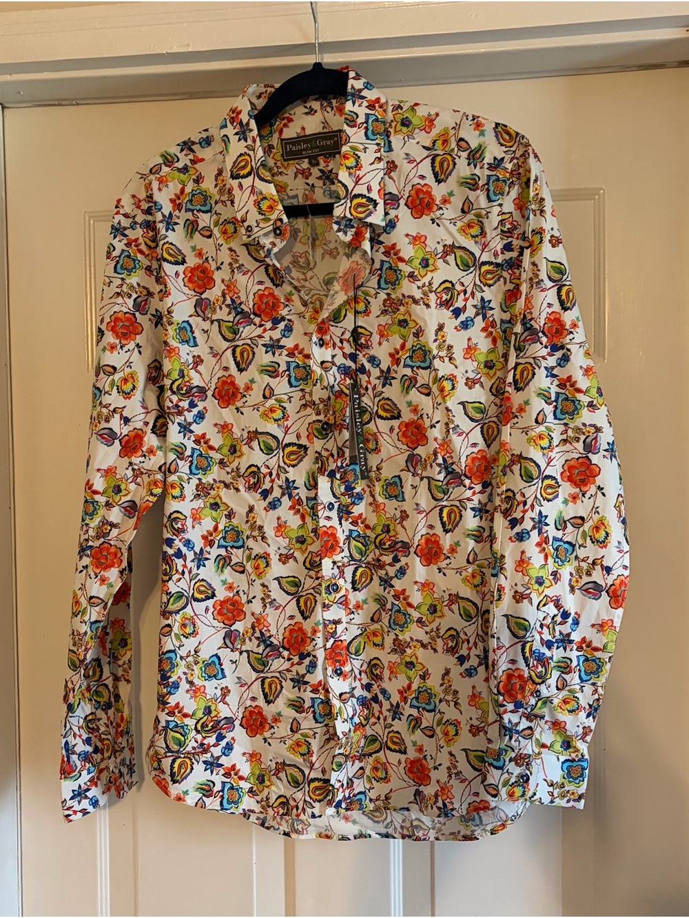 Paisley & Gray White Floral Print Button-Down Shirt